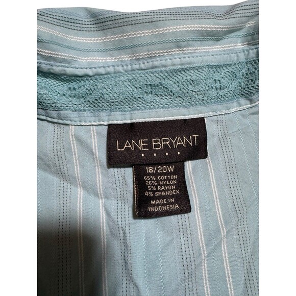 Lane Bryant Button Up Shirt Women’s 18/20w Blue White Striped Short Sleeve - Picture 7 of 10